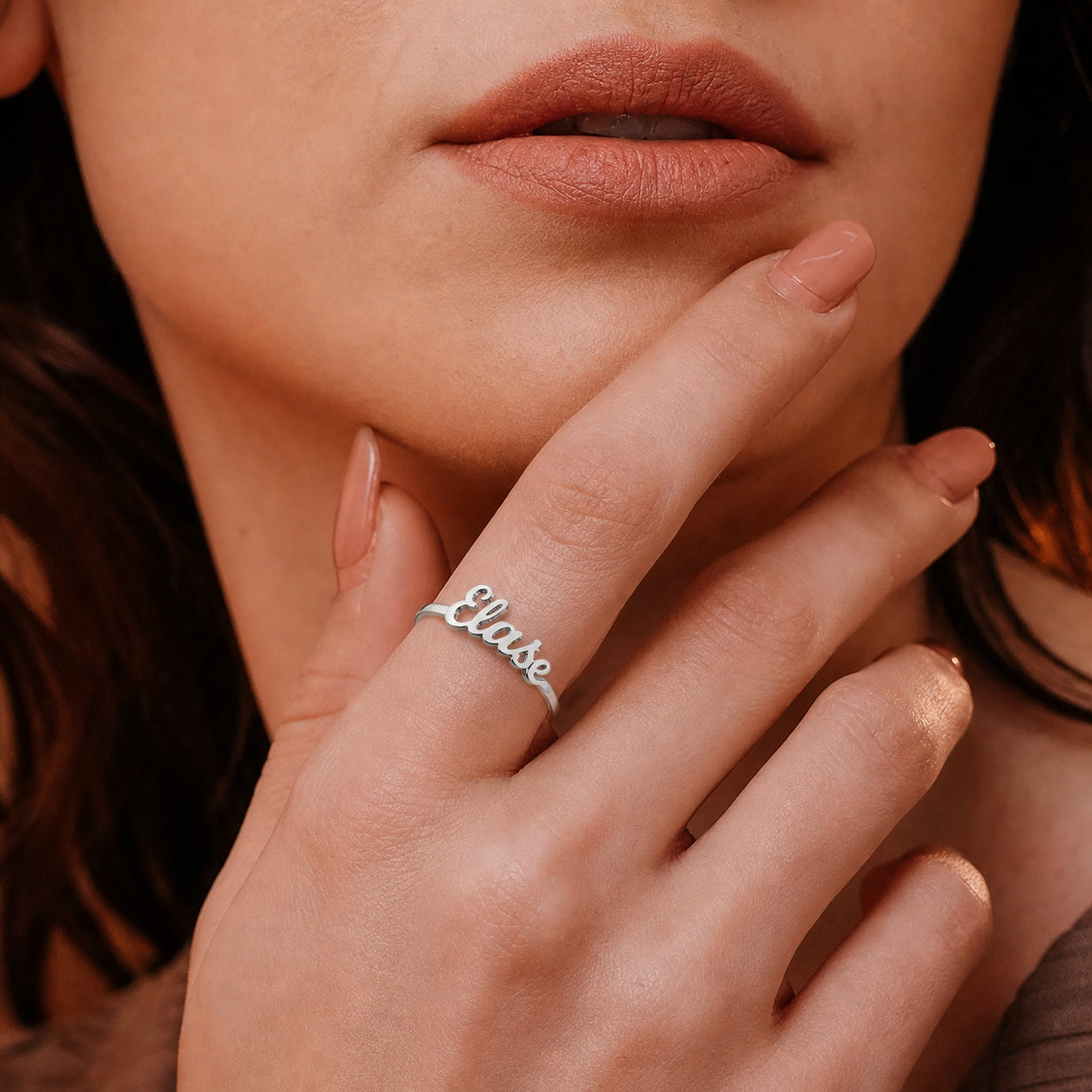 Custom script name ring on hand