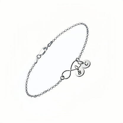 925 Sterling Silver custom initial infinity bracelet for women/teen girls.