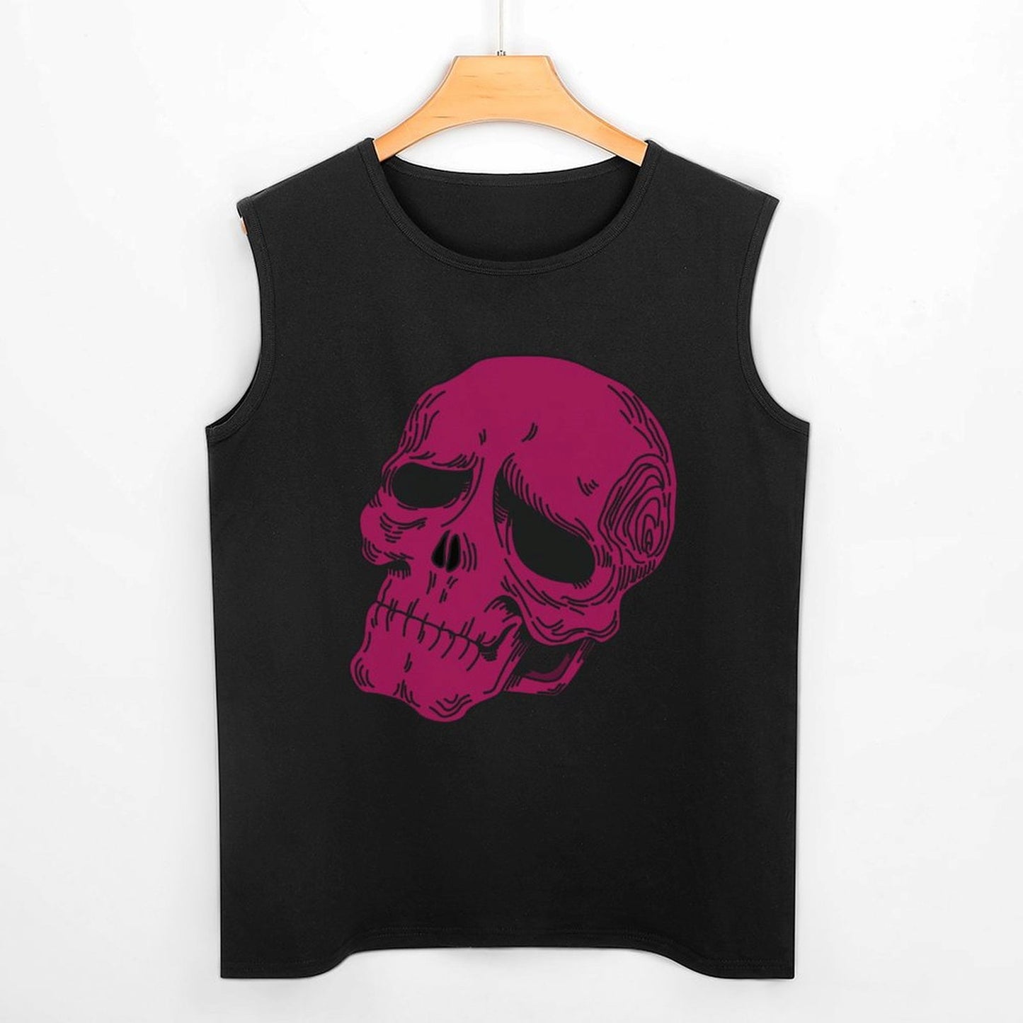 Custom Skull Graphic Tank Top On Hanger.