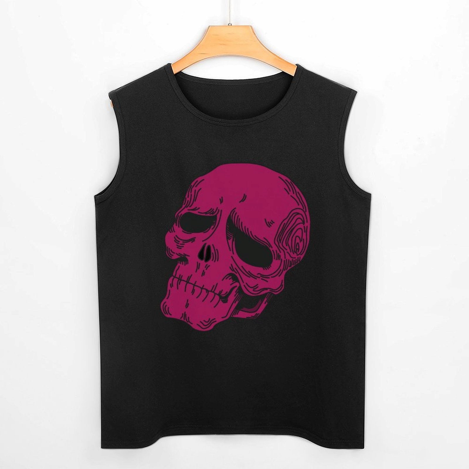 Custom Skull Graphic Tank Top On Hanger.