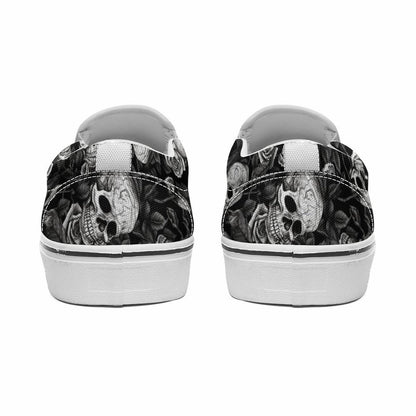 Custom Skull Print Shoes Back View Unisex Footwear.