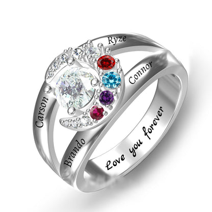 Custom family split band birthstone ring main jewelry view
