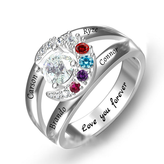 Custom family split band birthstone ring main jewelry view