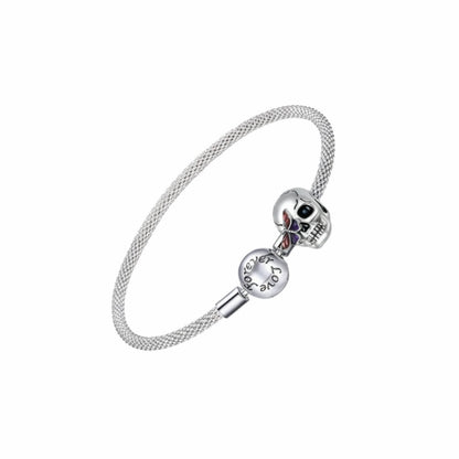 Custom sterling silver charm bracelet with skull and "forever love" beads.