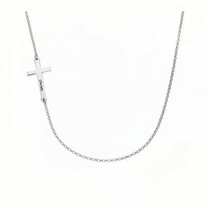 Personalized Sideways Cross Choker Necklace in Sterling Silver & Gold Plating