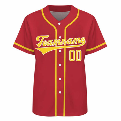 Custom Women Baseball Dark Red Jersey with stitched team name and number.