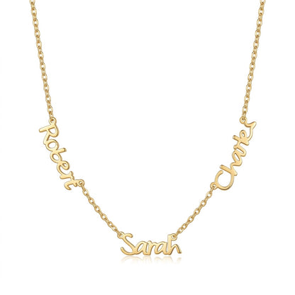 Custom three name necklace front view
