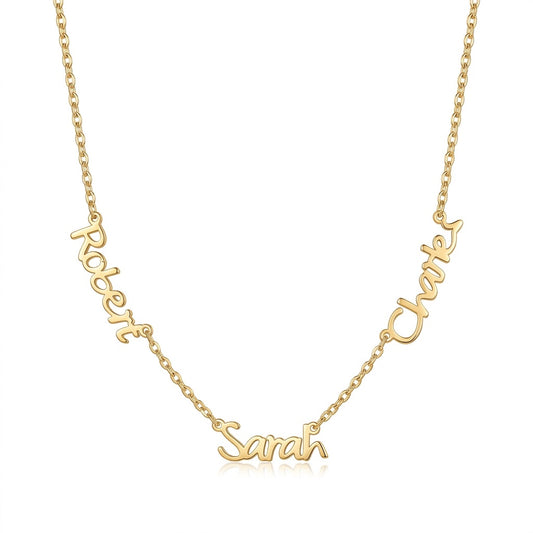 Custom three name necklace front view