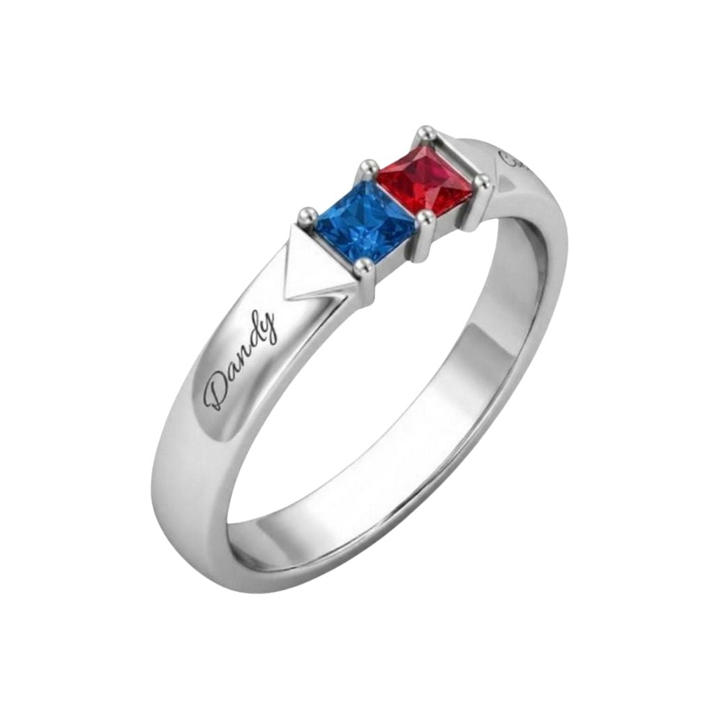 Custom custom-two-birthstone-name-ring main product view for