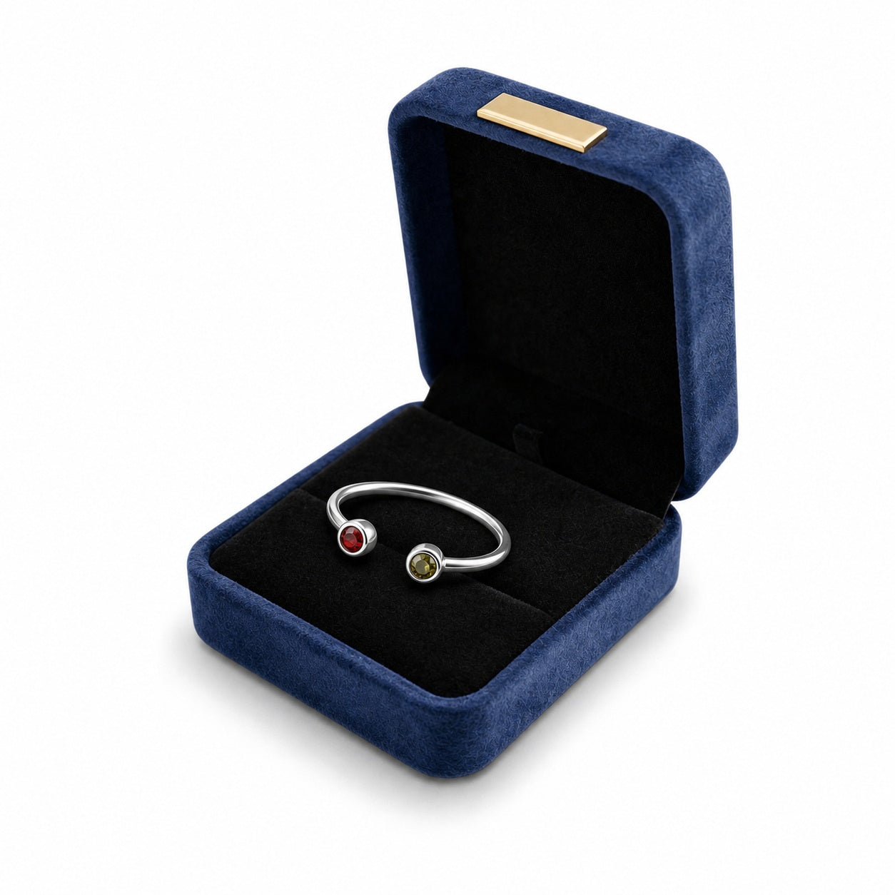 Custom two birthstone open ring gift view