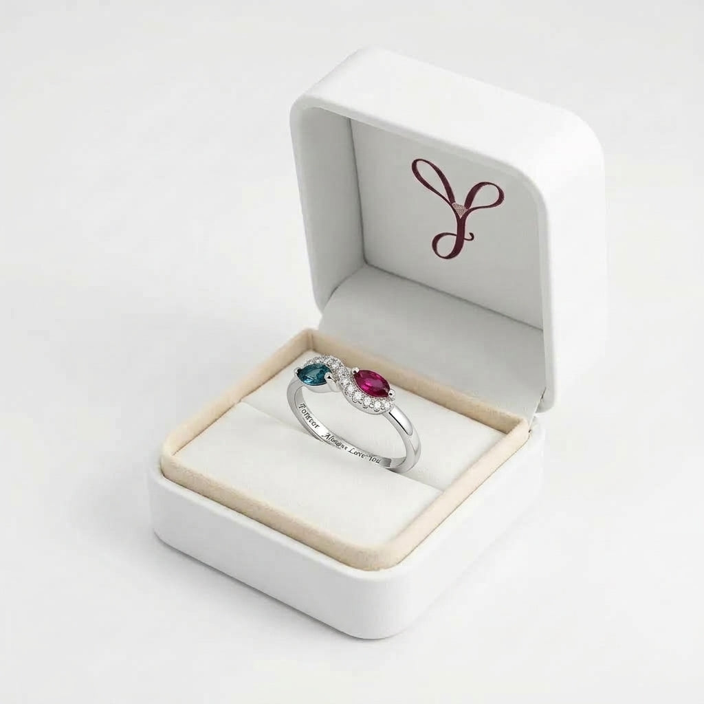 Custom Two Marquise Birthstone Vine Ring with Delicate Setting
