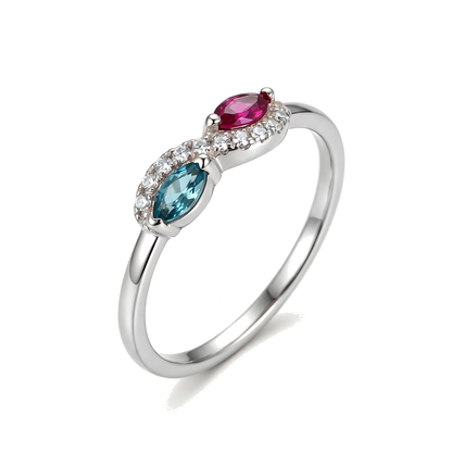Custom Two Marquise Birthstone Vine Ring with Delicate Setting