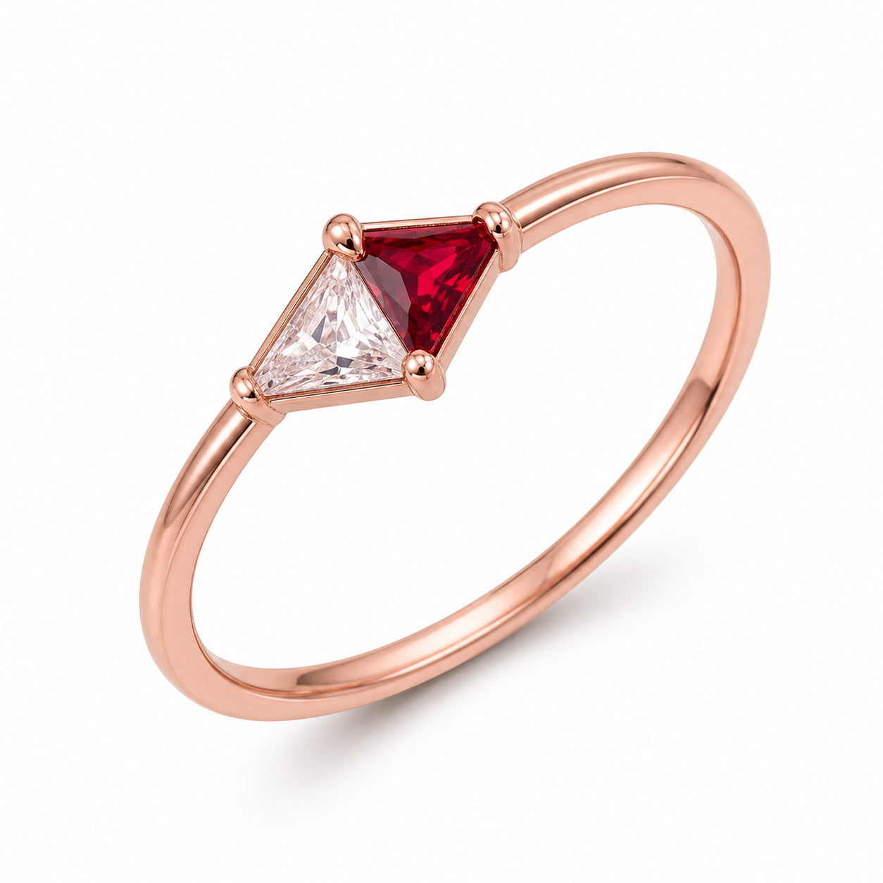 Custom two stone geometric personalized open ring main view