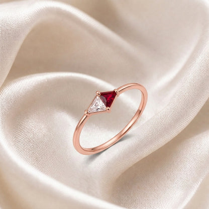 Custom two stone geometric personalized open ring side view