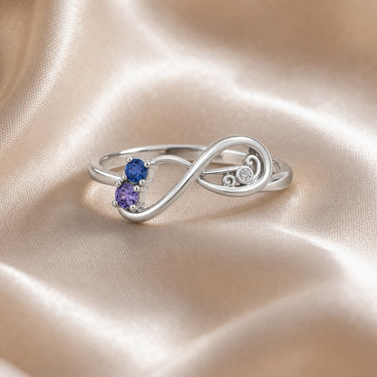 Custom Two Stone Infinity Ring lifestyle view custom jewelry