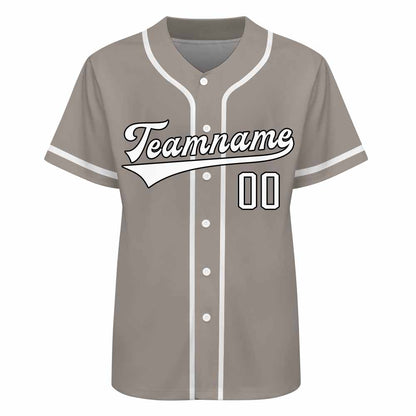 Custom Women Baseball Gray Jersey with stitched team name and number.