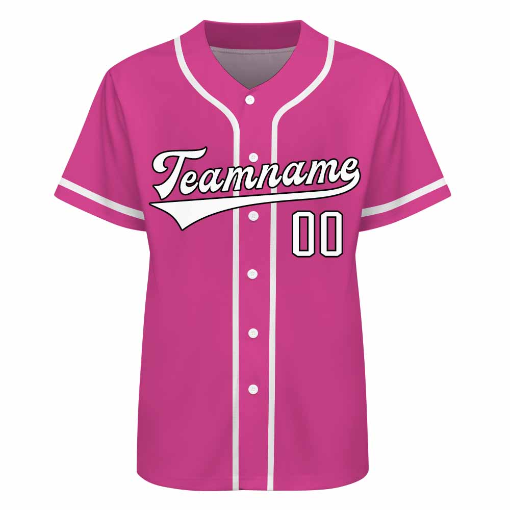Custom Women Baseball Rose Jersey with stitched team name and number.