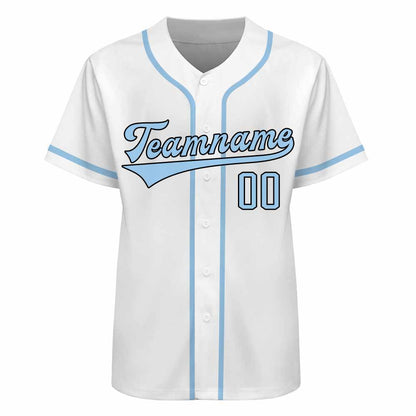 Custom Women Baseball White Jersey with stitched team name and number.