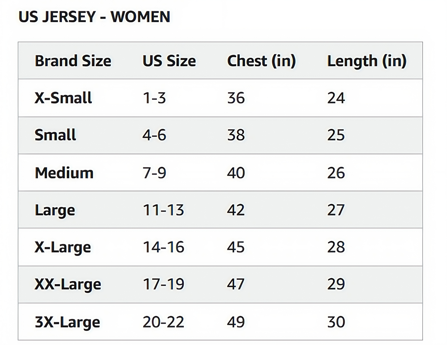 Personalized Football Jersey showing custom team name, numbers size chart.