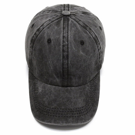 Front view of unstructured black cotton dad hat. Blank cap ready for custom logo design & team branding.