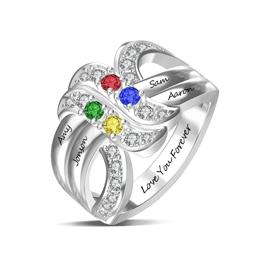 Custom family birthstone statement ring main jewelry view