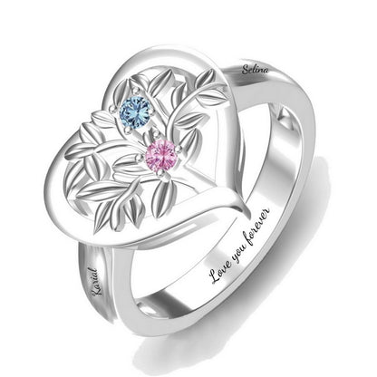 Custom floral heart keepsake ring main jewelry view