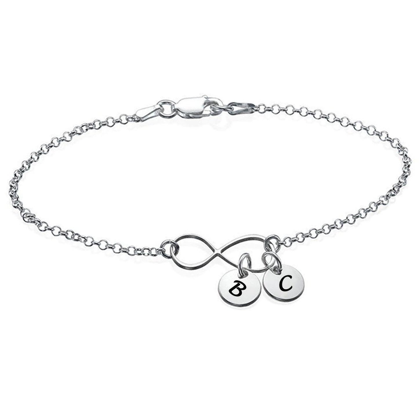 Custom 925 Sterling Silver Bracelets for Women Teen Girls, Infinity Love Heart Charm Chain Bracelet Bangle Fashion Jewelry Gifts