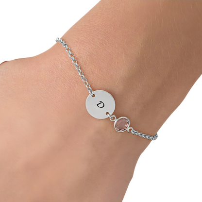 Personalized Initial Charm Bracelet for Women Sterling Silver Coin Disc Engraved Letter Bracelet Personalized Monogram Name Bracelet for Girls
