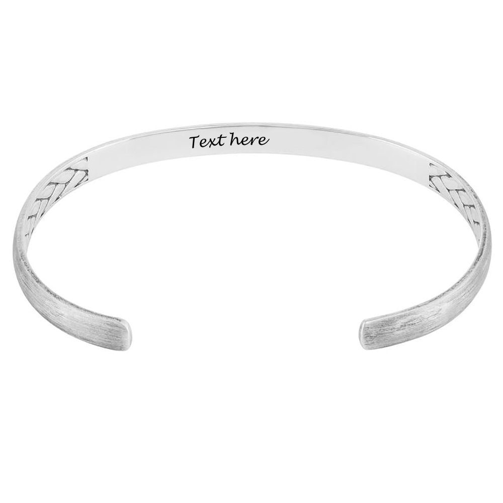 Personalized Engrave Handmade 925 Sterling Silver Cuff Bracelet Fashion Jewelry Simple Open Cuff Bangles for Men