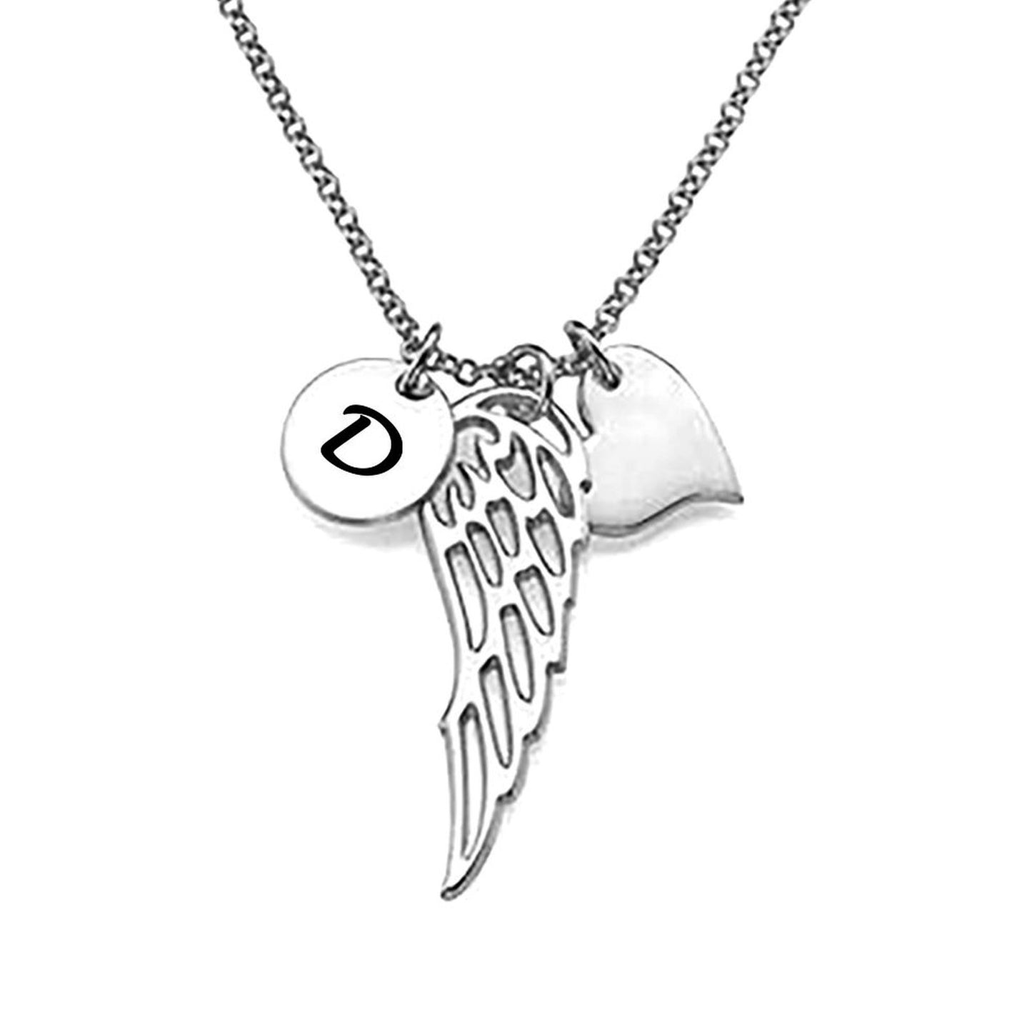 Angel Wing Necklace Personalized 925 Sterling Silver Monogram Initial  Necklace Mothers Valentines Day Anniversary Birthday Gifts for Her Mom Wife