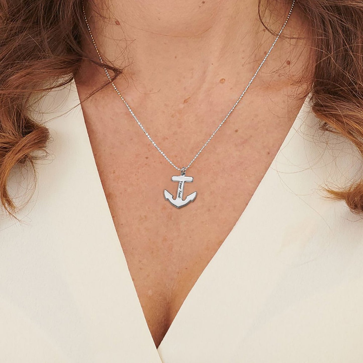 Personalized Nautical Anchor Cross of Hope  and Safety Sterling Silver Engraved Pendant Necklace for Men Women, for Her