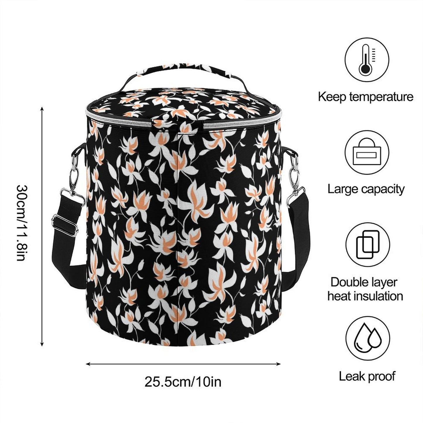 Personalized Barrel Large Expandable Insulated Lunch Bag, Durable Waterproof Leakproof Cooler Bag for Adults