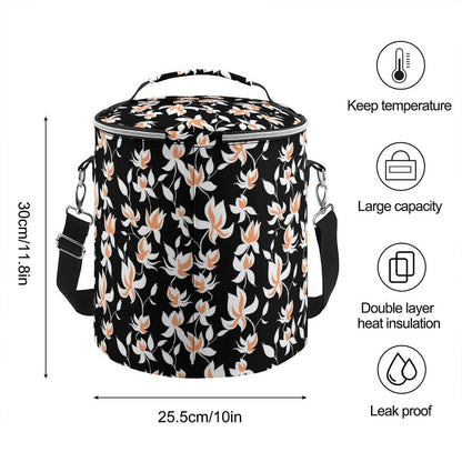 Personalized Barrel Large Expandable Insulated Lunch Bag, Durable Waterproof Leakproof Cooler Bag for Adults