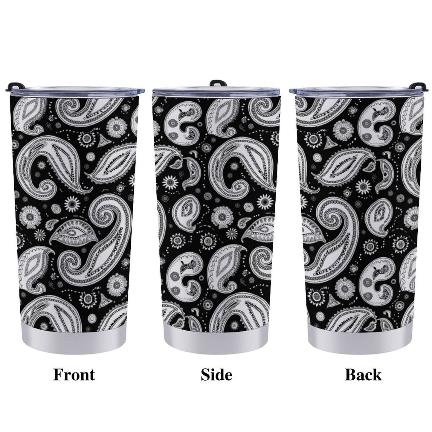 Design Your Own Coffee Tumbler showing various custom graphic prints and designs.