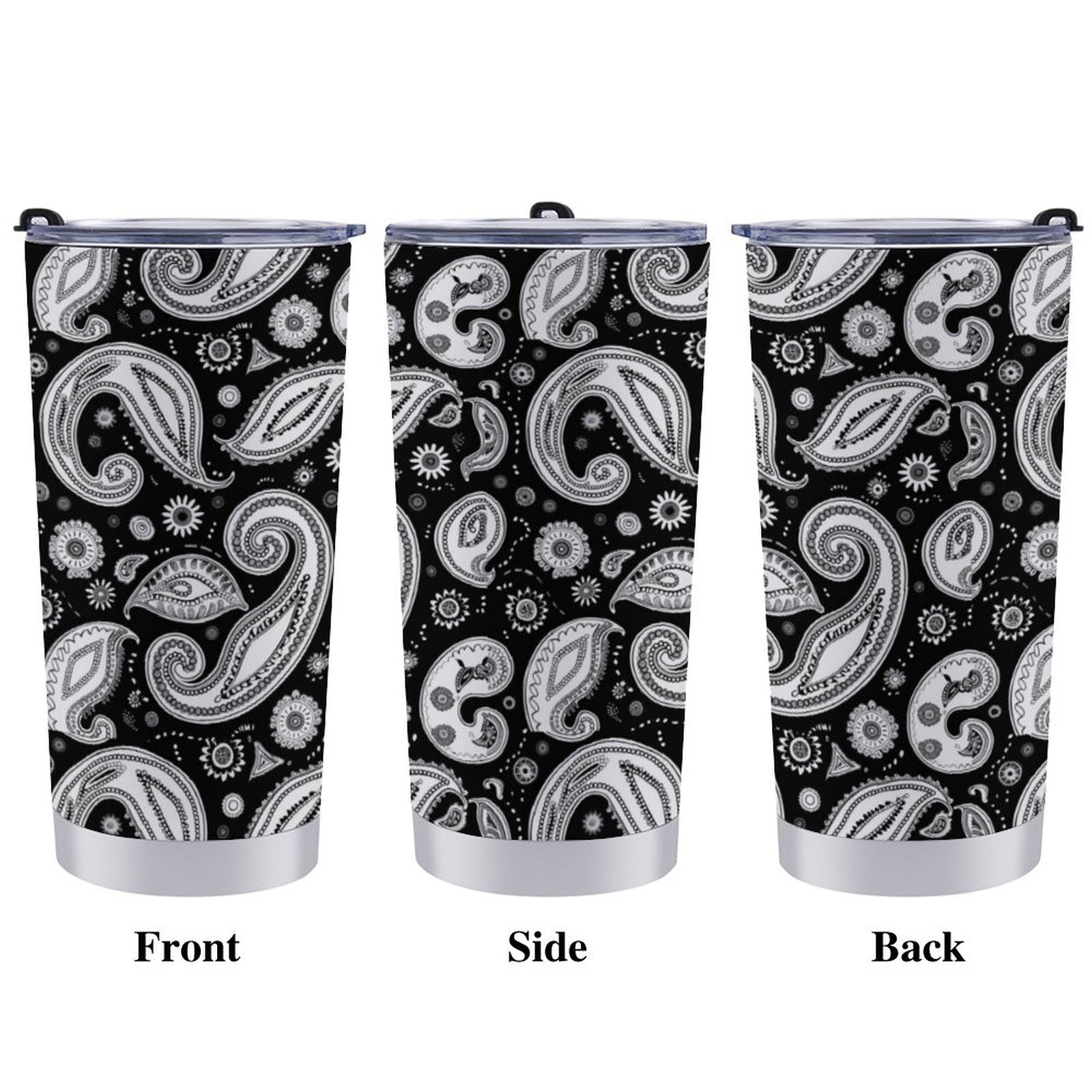 Design Your Own Coffee Tumbler showing various custom graphic prints and designs.