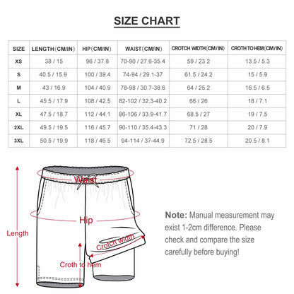 Design Your Own Beach Shorts showing Sizing.