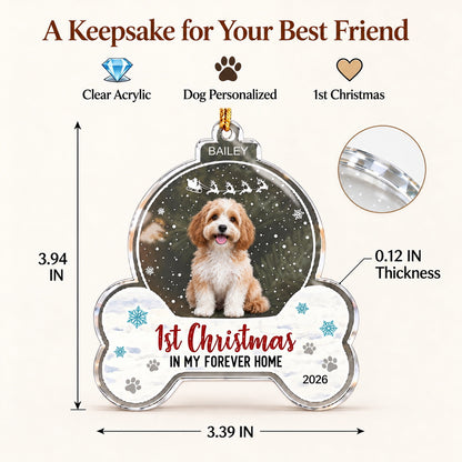 Personalized Dog Photo Christmas Ornament with Name and First Christmas Year - gift presentation