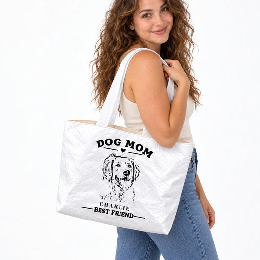 Personalized Dog Portrait Tote Bag with Custom Dog Name - main product view