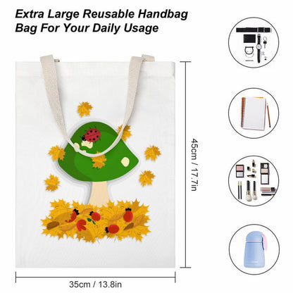 Inside view of durable canvas tote bag showing interior pocket and large capacity.