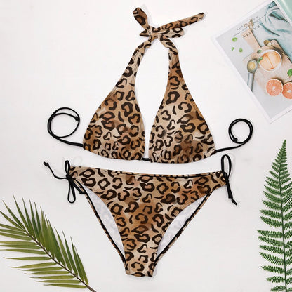 Maillot de bain deux pièces sexy et personnalisé pour femme, ensemble bikini brésilien à col licou et string