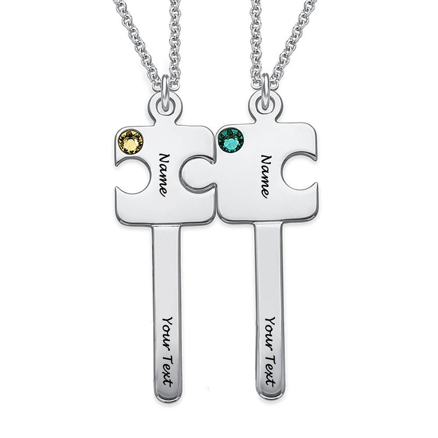 Personalized Sterling Silver or 18K Gold Plated Mens Womens Couple Necklace Pendant Key Puzzle Matching