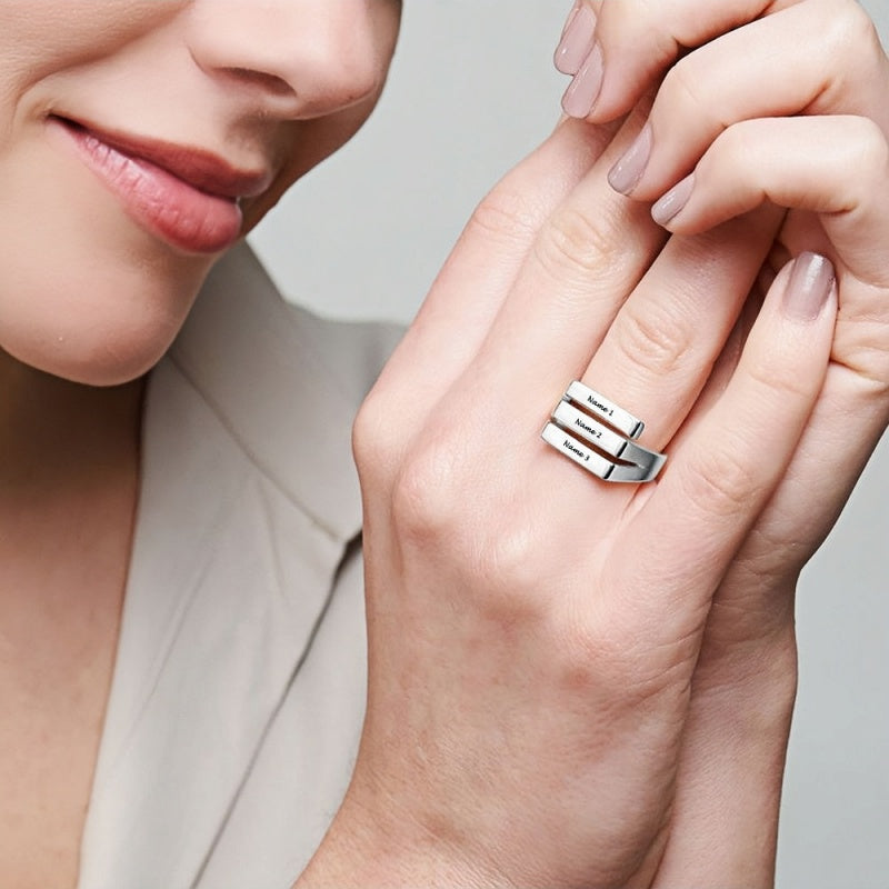 Bague personnalisée en argent sterling pour 3 meilleures amies, bague avec nom gravé pour femmes BFF, bagues de promesse d'anniversaire, bijoux