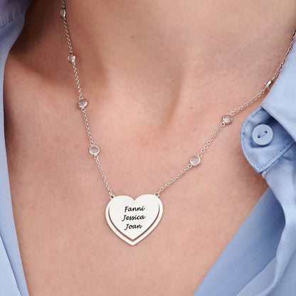 Custom Sterling Silver Heart Shaped Charm Necklace Floating Slide Classic Plain Wedding Statement Collar Necklace