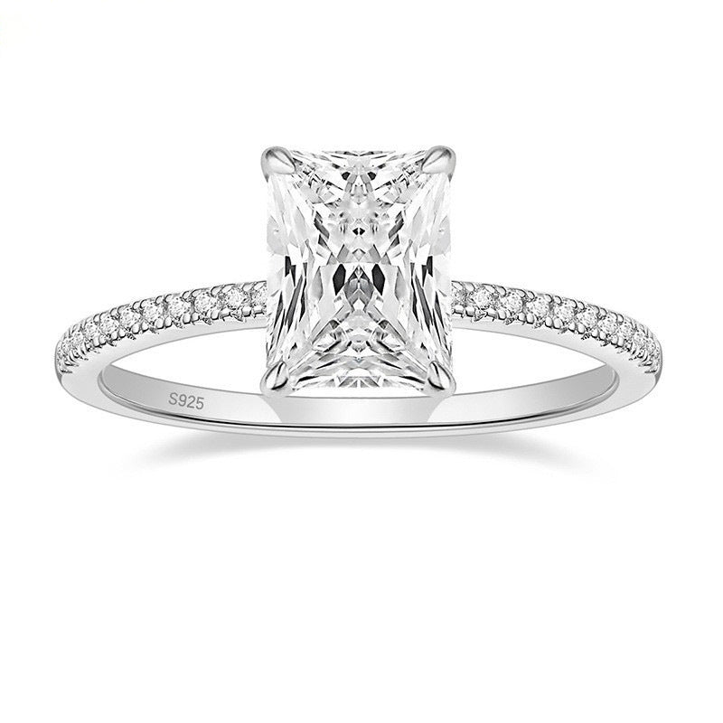Custom Name Hidden Halo Engagement Ring,3CT Sterling Silver, Engraved Promise Ring for Women