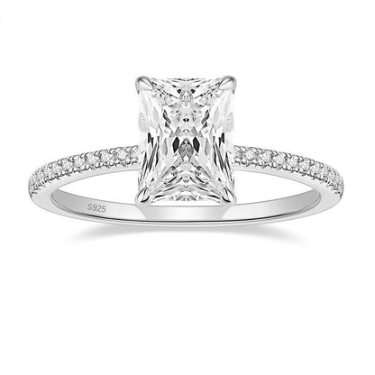 Custom Name Hidden Halo Engagement Ring,3CT Sterling Silver, Engraved Promise Ring for Women