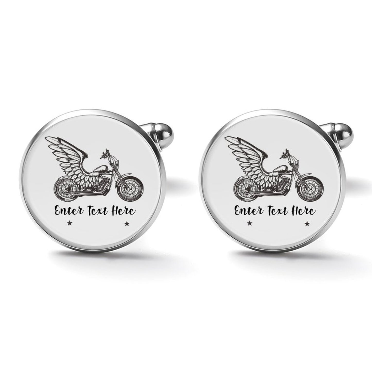 Engraved Metal Cufflinks showing bullet toggle structure.