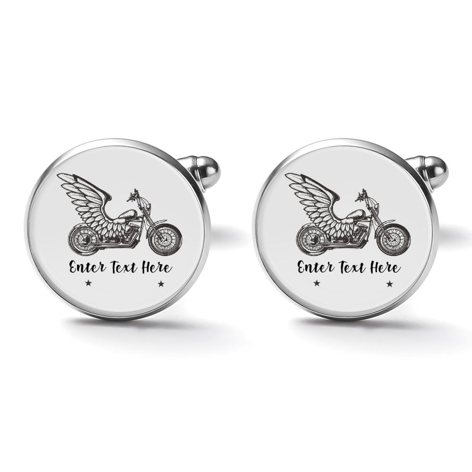 Engraved Metal Cufflinks showing bullet toggle structure.
