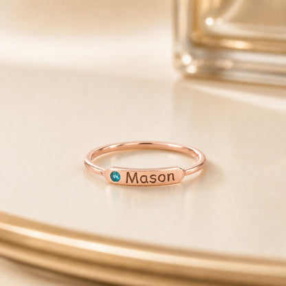Custom custom-birthstone-name-ring scene view for personaliz