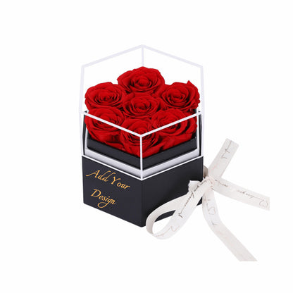 Red Preserved Roses Box; Personalized Immortal Flowers for Anniversary or Valentine's Day Gift.
