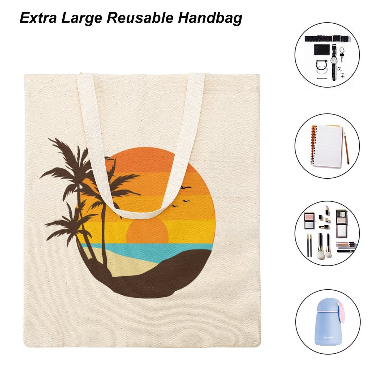 Extra Large Reusable Handbag capacity for Shopping, Grocery, and essentials.